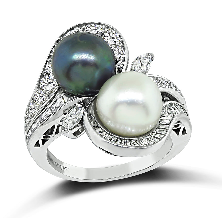 Estate Pearl 1.25ct Diamond Ring