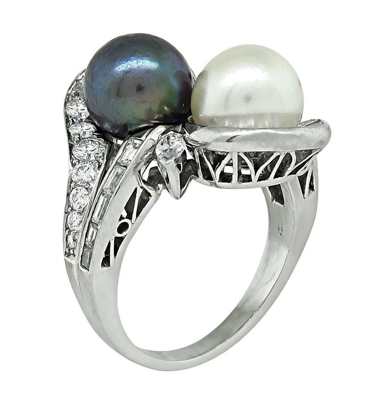Estate Pearl 1.25ct Diamond Ring