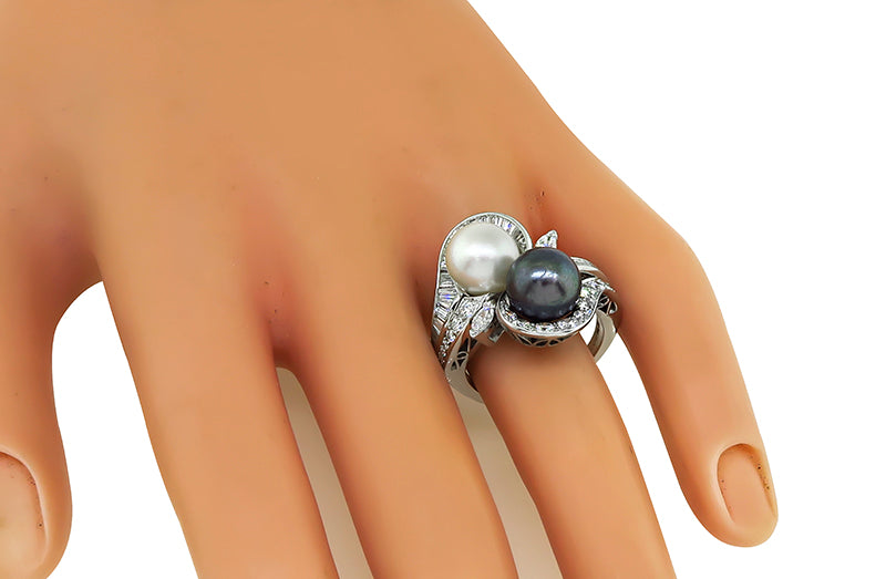 Estate Pearl 1.25ct Diamond Ring