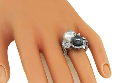 Estate Pearl 1.25ct Diamond Ring