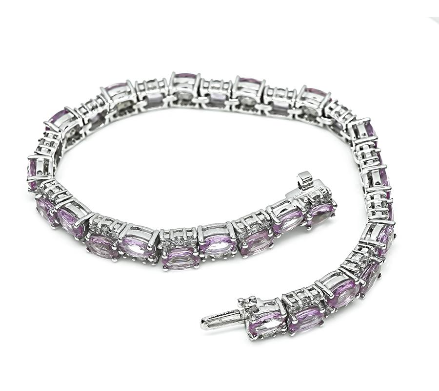 Estate 21.00ct Pink Sapphire 2.00ct Diamond 14k Gold Bracelet