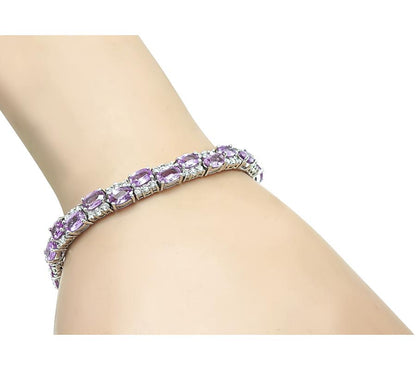 Estate 21.00ct Pink Sapphire 2.00ct Diamond 14k Gold Bracelet