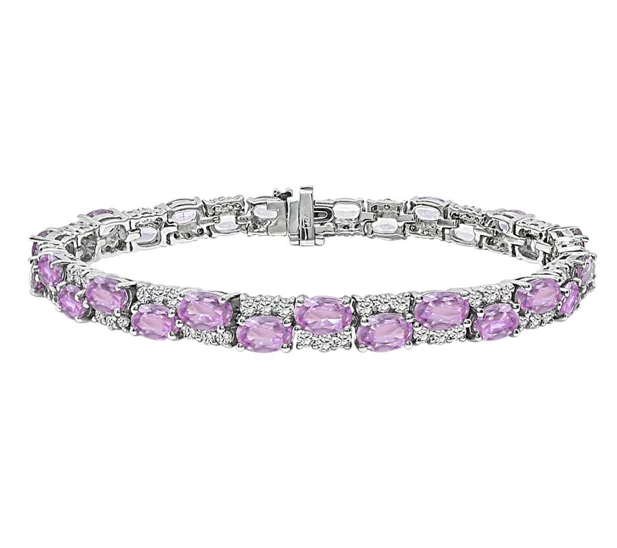 Estate 21.00ct Pink Sapphire 2.00ct Diamond 14k Gold Bracelet