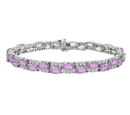 Estate 21.00ct Pink Sapphire 2.00ct Diamond 14k Gold Bracelet