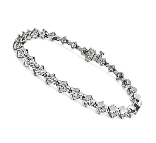 Estate 4.00ct Diamond 14k White Gold Bracelet
