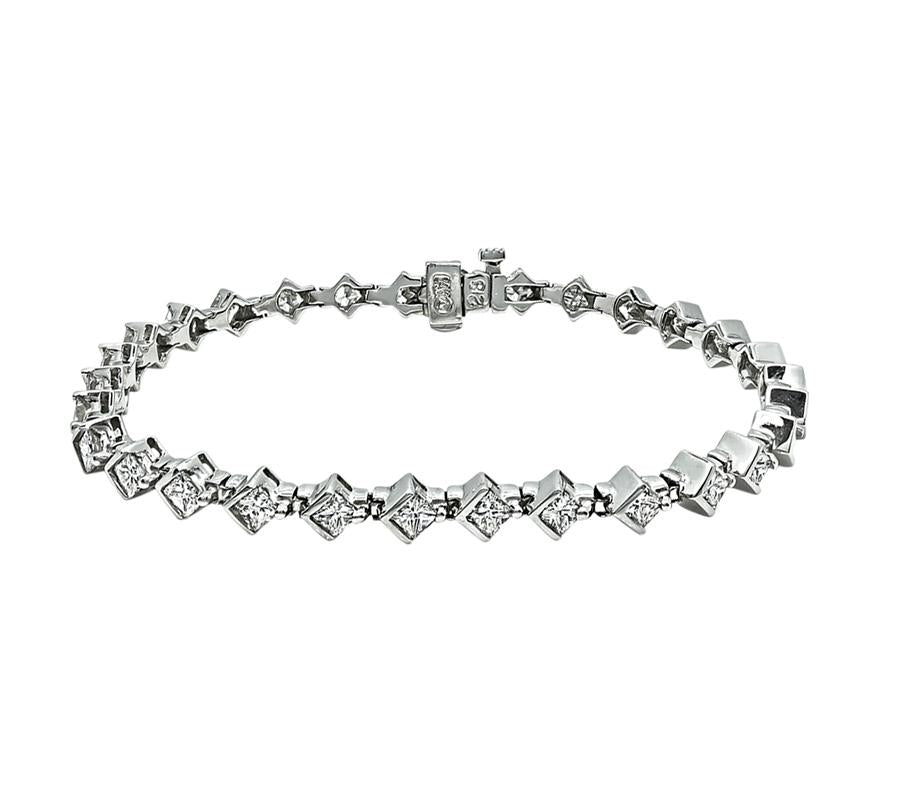 Estate 4.00ct Diamond 14k White Gold Bracelet