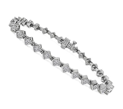 Estate 4.00ct Diamond 14k White Gold Bracelet