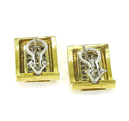 Estate 2.00ct Diamond 18k Yellow and White Gold Earrings