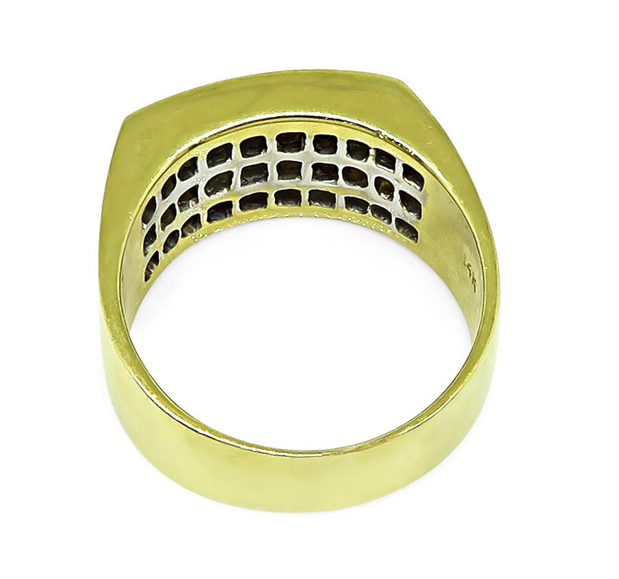Estate 2.00ct Princess Cut Diamond 14k Yellow Gold Men's Ring