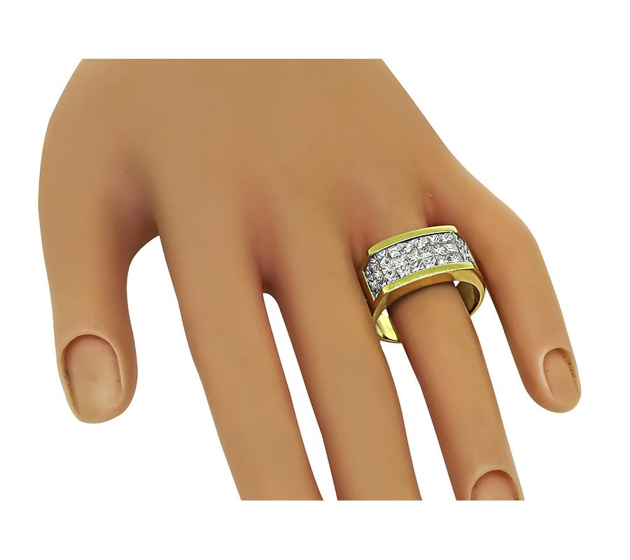 Estate 2.00ct Princess Cut Diamond 14k Yellow Gold Men's Ring