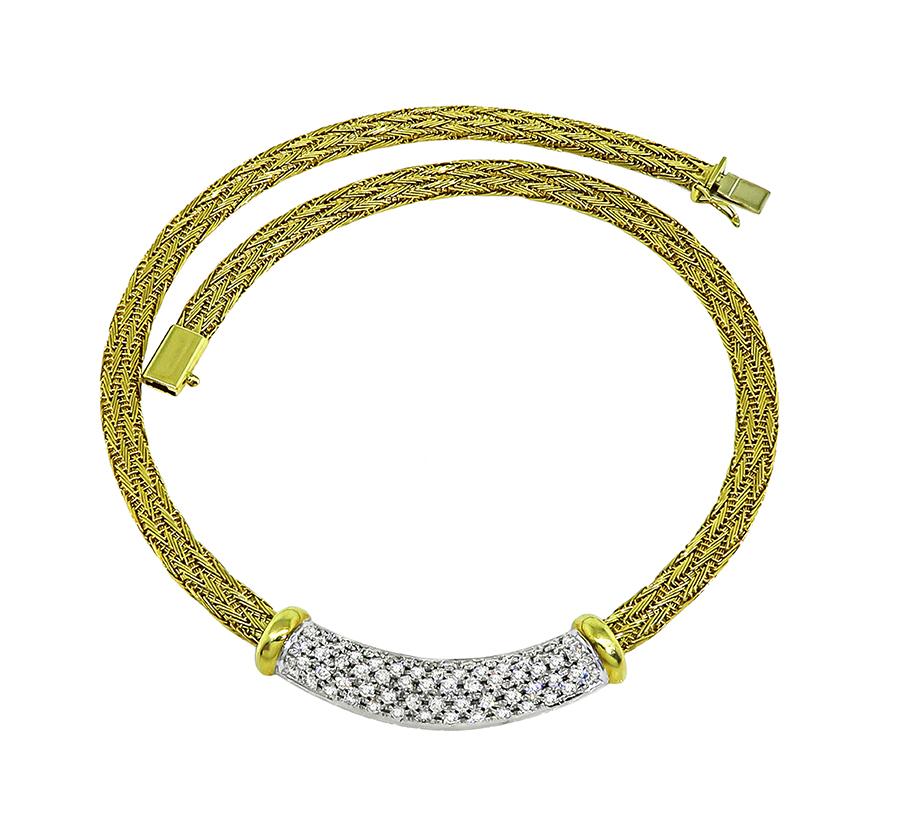 Estate Roberto Coin 4.00ct Diamond 18k Gold Necklace