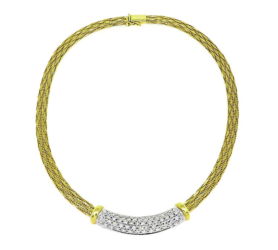 Estate Roberto Coin 4.00ct Diamond 18k Gold Necklace