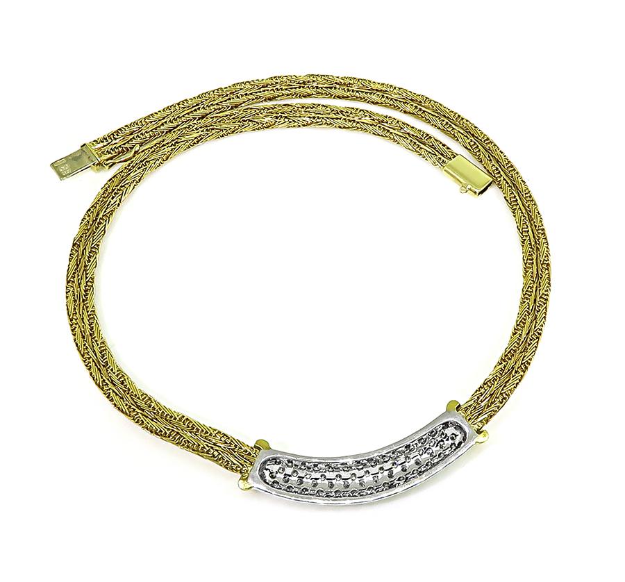 Estate Roberto Coin 4.00ct Diamond 18k Gold Necklace