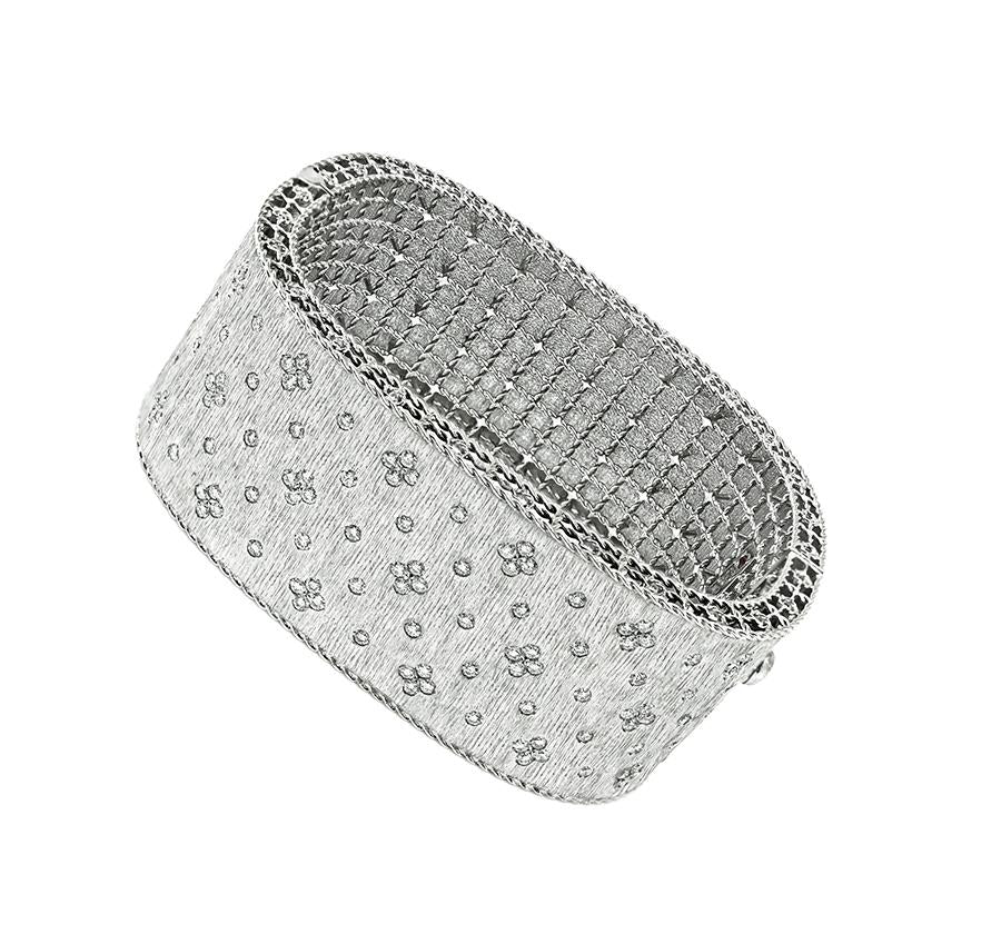 Estate Roberto Coin Diamond 18k White Gold Bangle