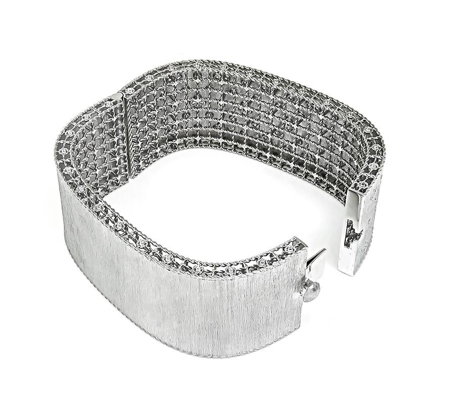 Estate Roberto Coin Diamond 18k White Gold Bangle