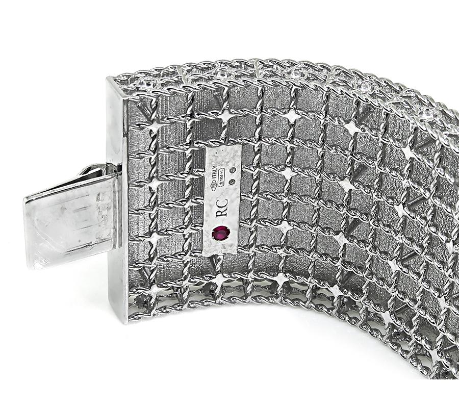 Estate Roberto Coin Diamond 18k White Gold Bangle