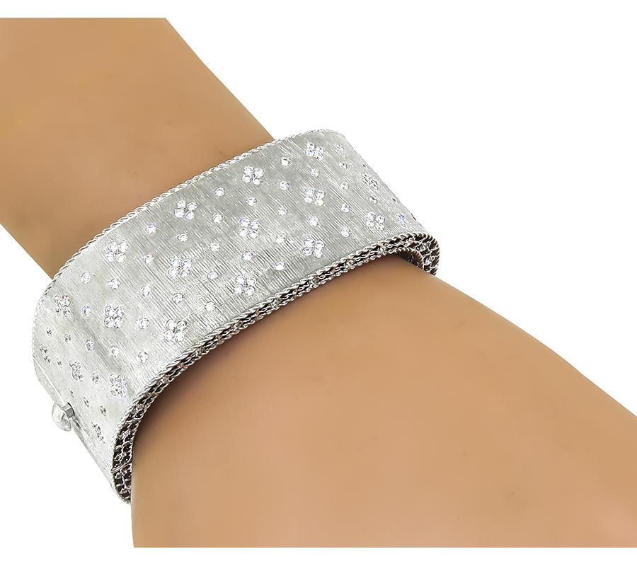 Estate Roberto Coin Diamond 18k White Gold Bangle