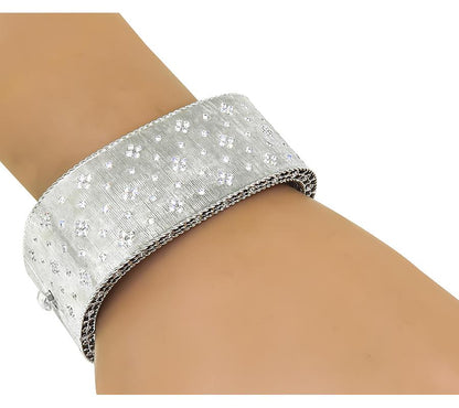 Estate Roberto Coin Diamond 18k White Gold Bangle