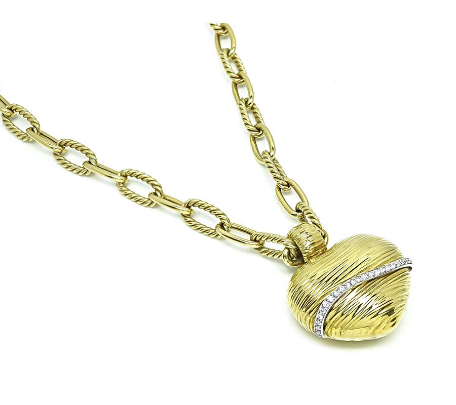 Estate Roberto Coin Diamond 18k Gold Heart Pendant Necklace