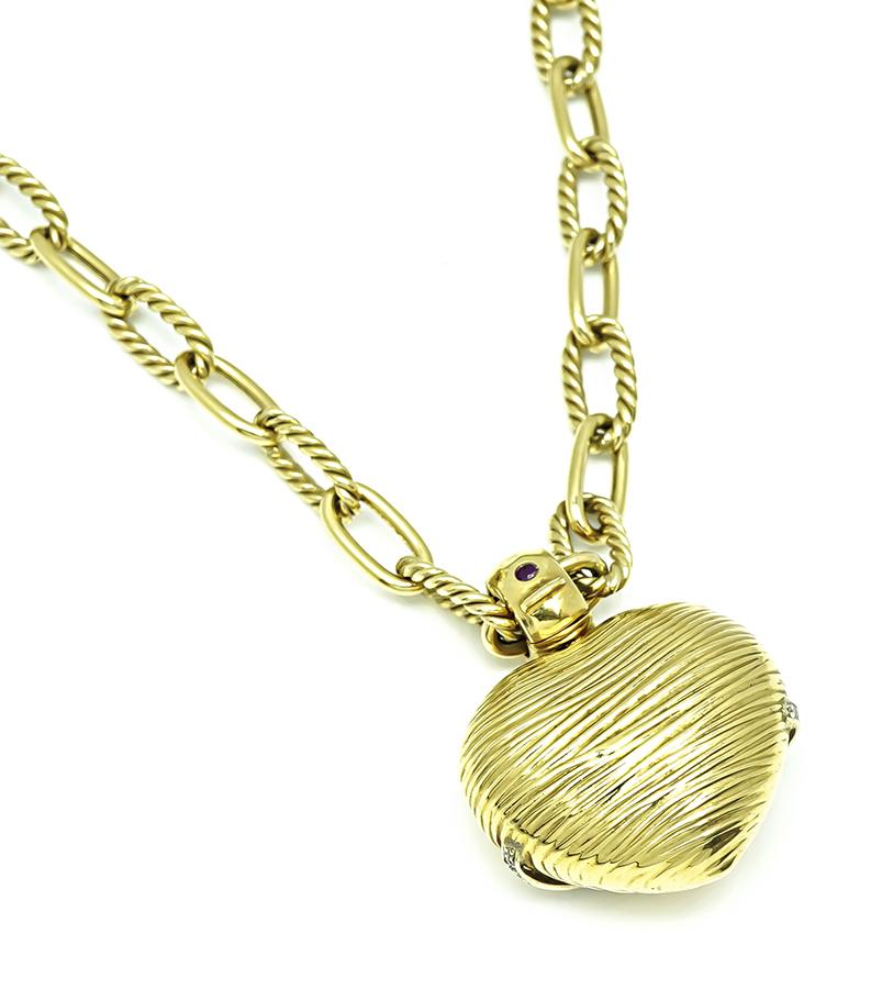 Estate Roberto Coin Diamond 18k Gold Heart Pendant Necklace