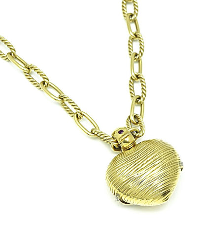 Estate Roberto Coin Diamond 18k Gold Heart Pendant Necklace