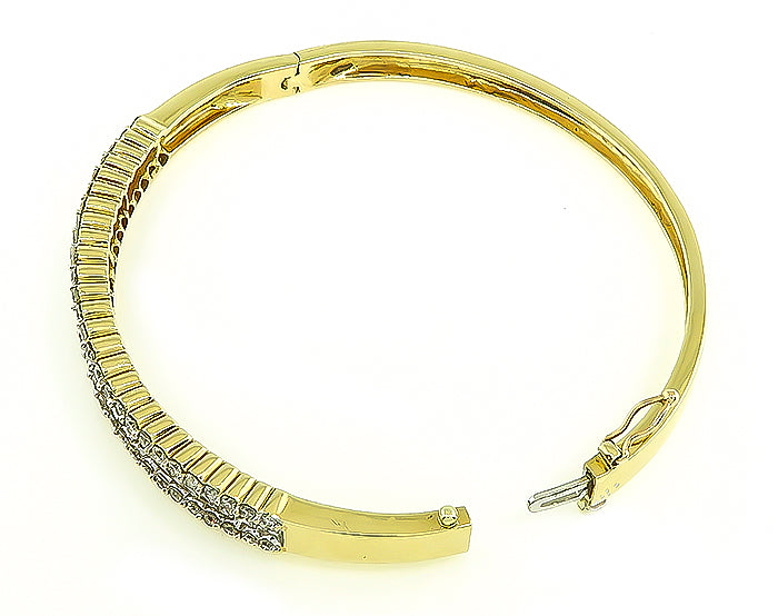 Estate 2.25ct Diamond Gold Bangle