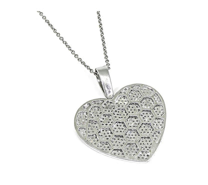 Estate 2.00ct Diamond 14k White Gold Heart Pendant Necklace