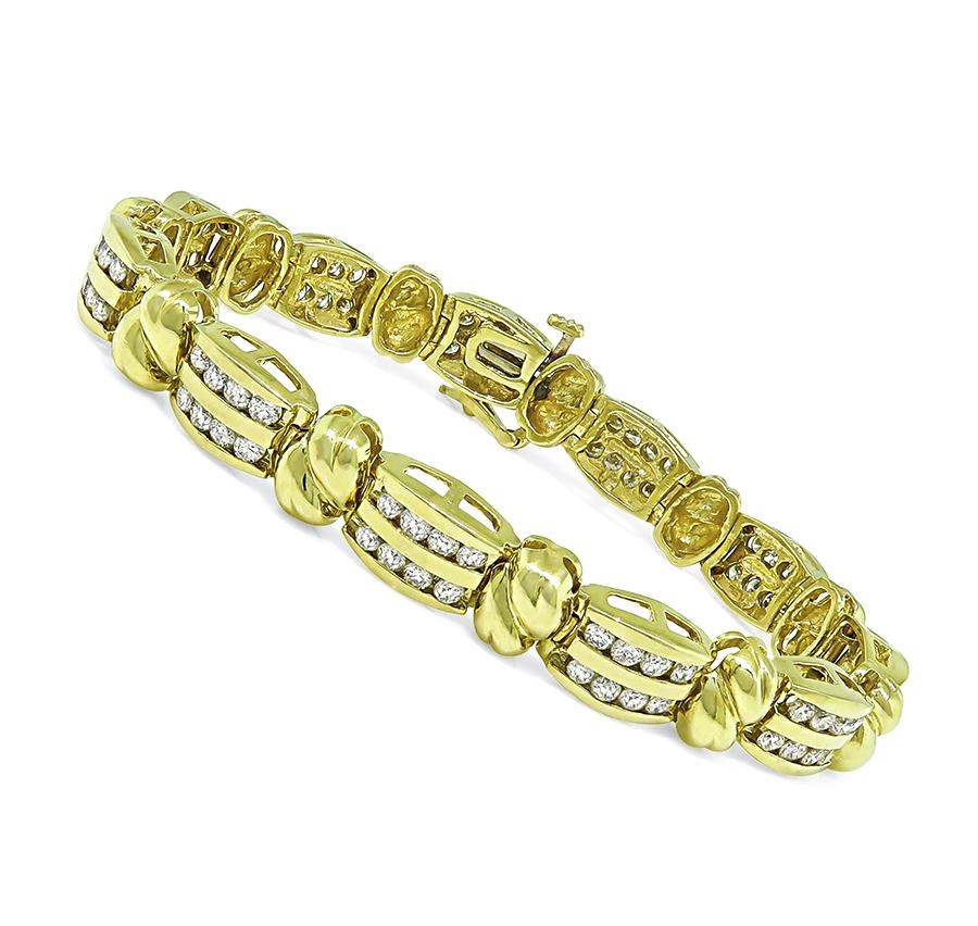 Estate 2.60ct Diamond 14k Yellow Gold Bracelet