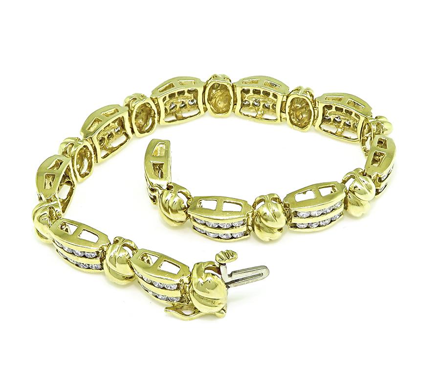 Estate 2.60ct Diamond 14k Yellow Gold Bracelet