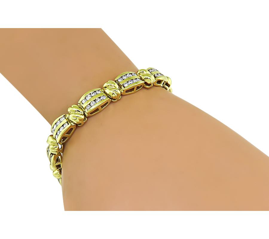 Estate 2.60ct Diamond 14k Yellow Gold Bracelet