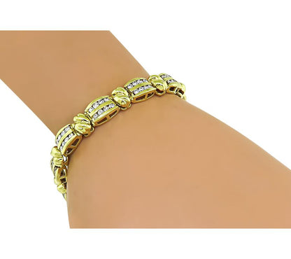 Estate 2.60ct Diamond 14k Yellow Gold Bracelet