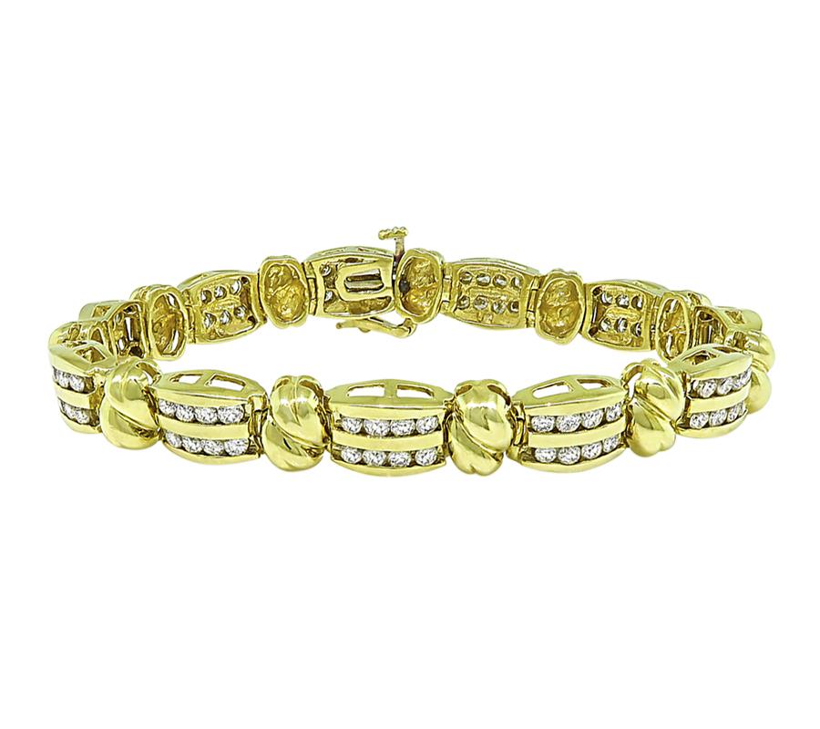 Estate 2.60ct Diamond 14k Yellow Gold Bracelet