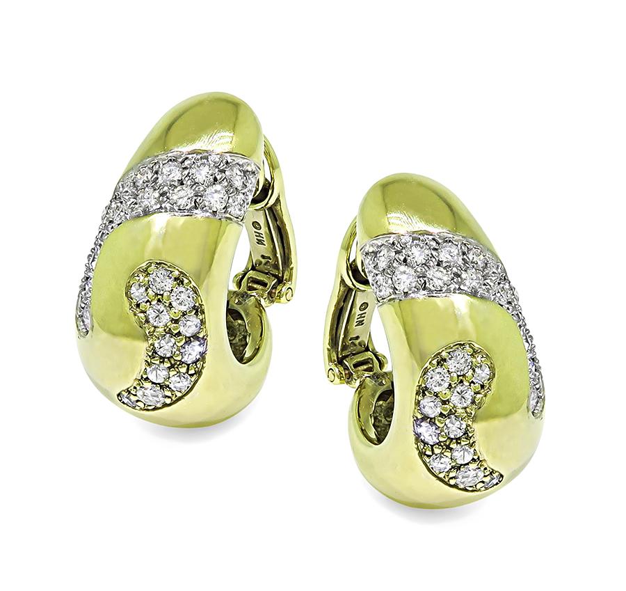 Estate 2.20ct Diamond 14k Yellow Gold Earrings