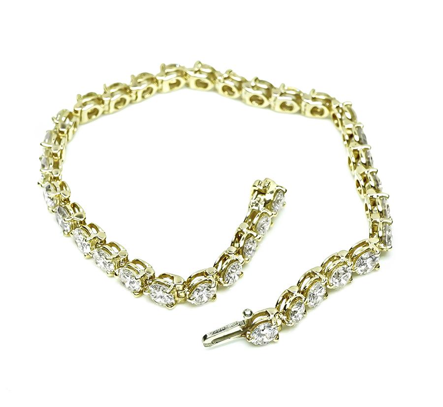 Estate 10.00ct Diamond Gold Tennis Bracelet
