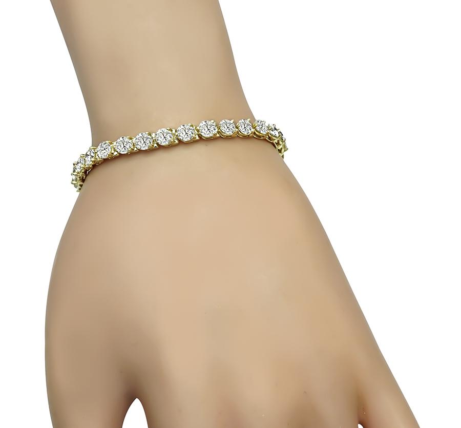 Estate 10.00ct Diamond Gold Tennis Bracelet
