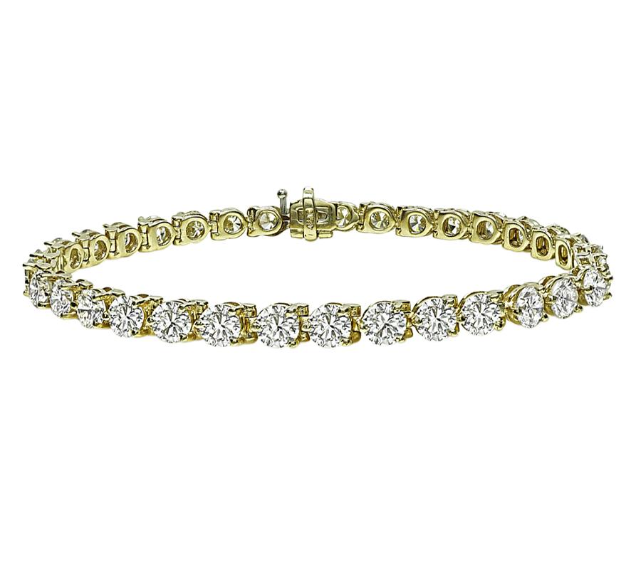 Estate 10.00ct Diamond Gold Tennis Bracelet