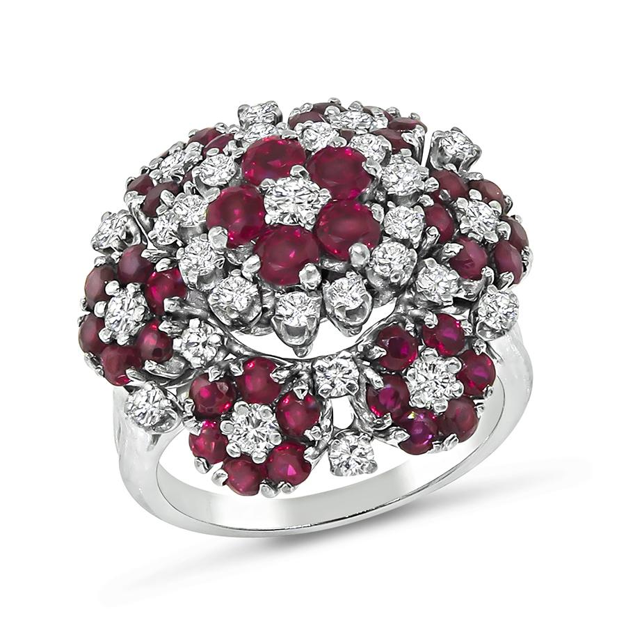 Estate 1.50ct Ruby 0.90ct Diamond 14k White Gold Ring
