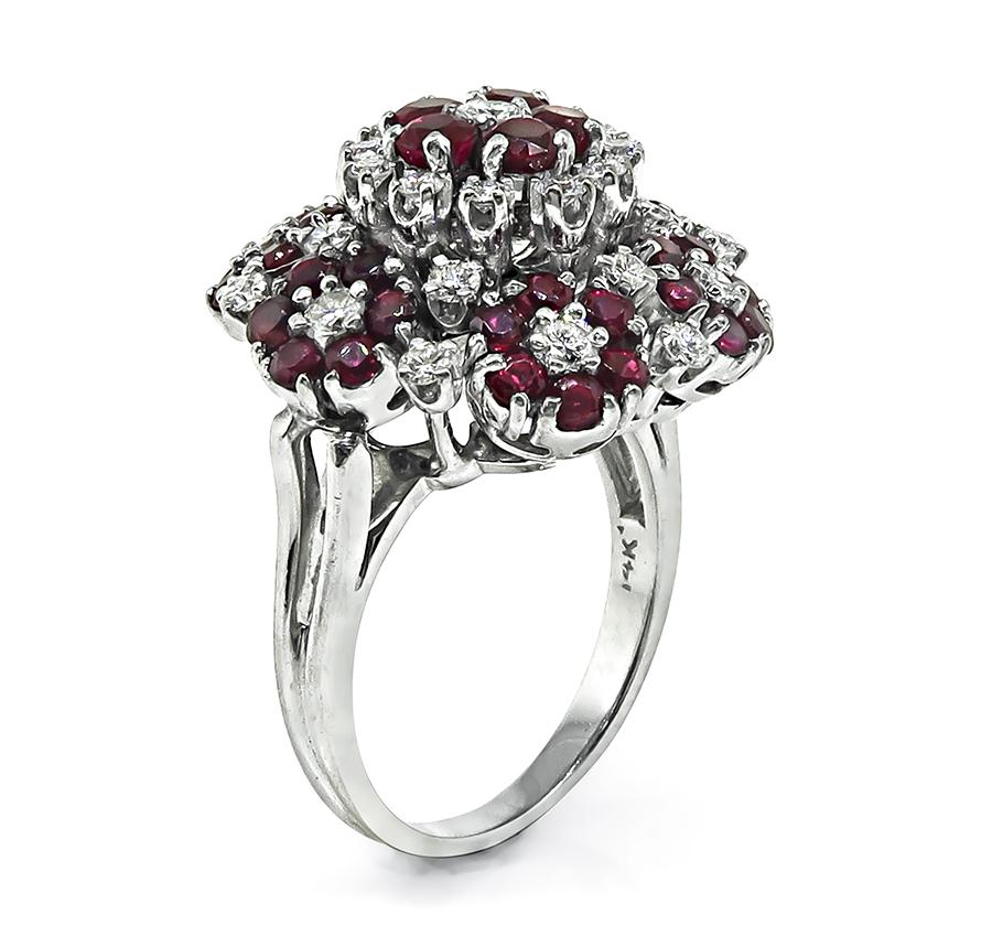 Estate 1.50ct Ruby 0.90ct Diamond 14k White Gold Ring