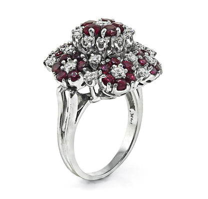 Estate 1.50ct Ruby 0.90ct Diamond 14k White Gold Ring