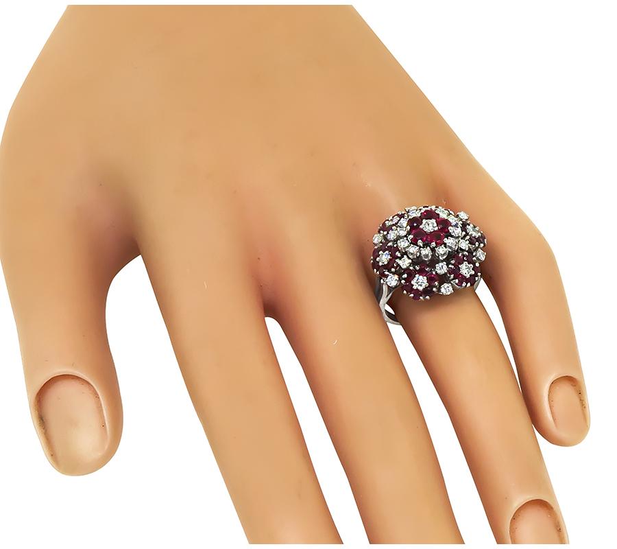 Estate 1.50ct Ruby 0.90ct Diamond 14k White Gold Ring
