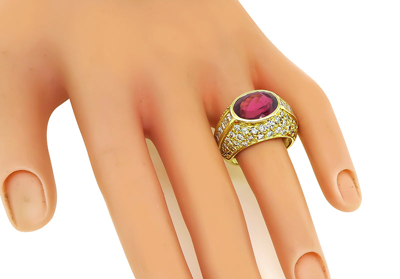 Estate 4.00ct Rubellite 1.70ct Diamond Gold Ring