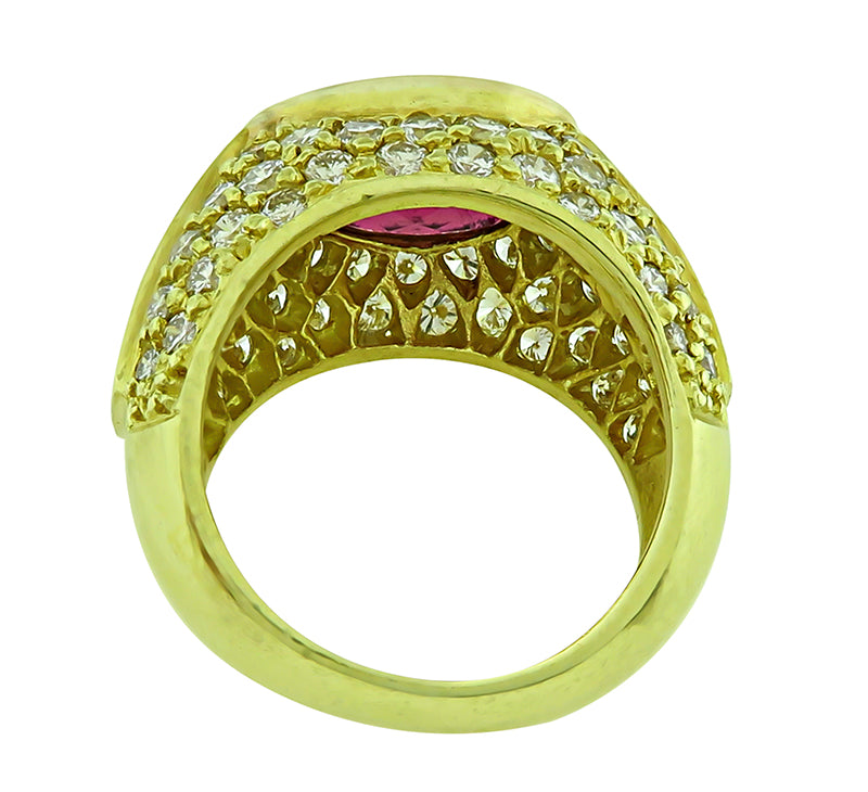 Estate 4.00ct Rubellite 1.70ct Diamond Gold Ring