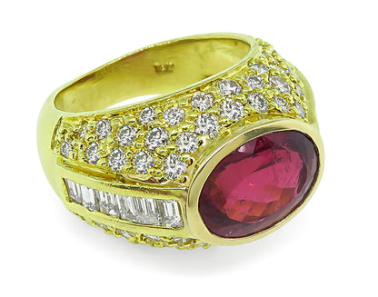 Estate 4.00ct Rubellite 1.70ct Diamond Gold Ring