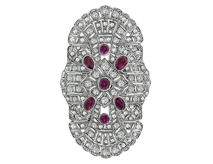 Estate 4.00ct Diamond 4.00ct Rubellite Pin
