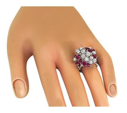 1960s 3.00ct Ruby 1.15ct Diamond Platinum Ring