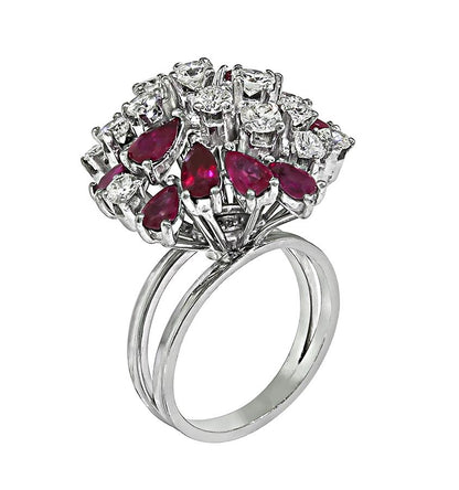 1960s 3.00ct Ruby 1.15ct Diamond Platinum Ring