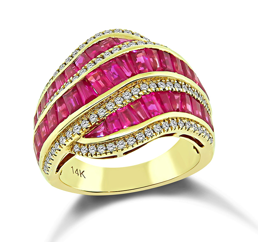 Estate 4.00ct Ruby 0.50ct Diamond Gold Ring