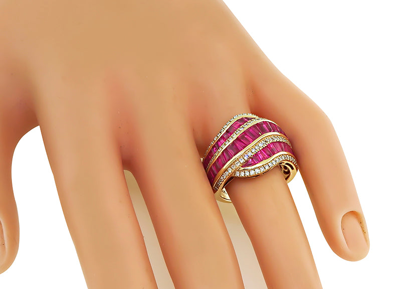 Estate 4.00ct Ruby 0.50ct Diamond Gold Ring