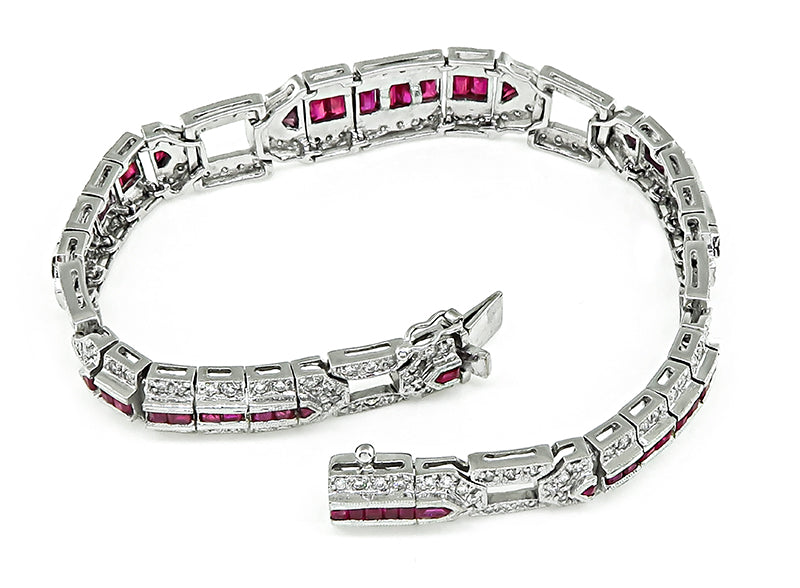 Estate 3.75ct Ruby 2.75ct Diamond Gold Bracelet
