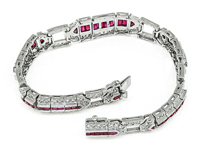 Estate 3.75ct Ruby 2.75ct Diamond Gold Bracelet